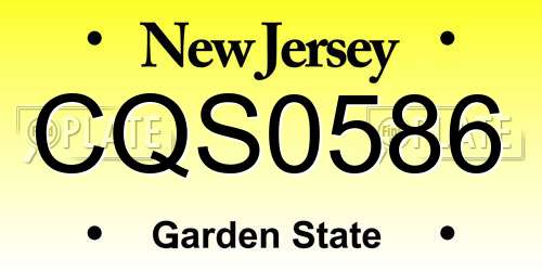 CQS0586 New Jersey License Plate