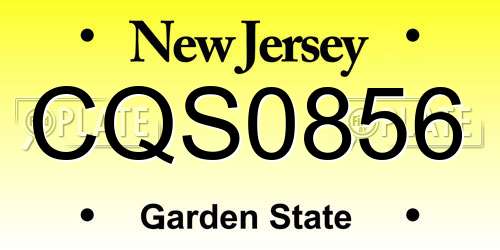 CQS0856 New Jersey License Plate