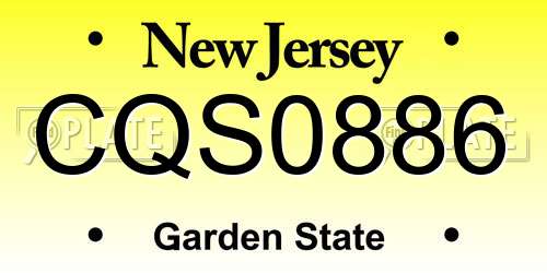 CQS0886 New Jersey License Plate
