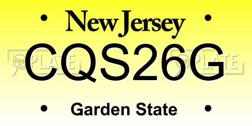CQS26G New Jersey License Plate