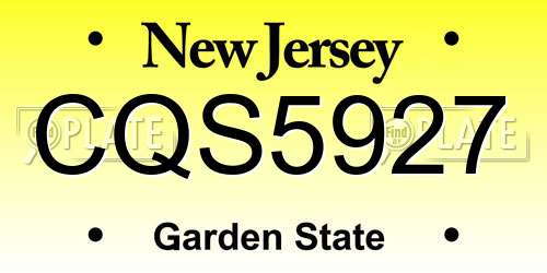 CQS5927 New Jersey License Plate