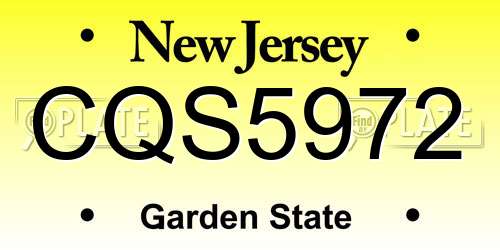 CQS5972 New Jersey License Plate