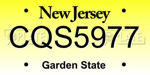 CQS5977 New Jersey License Plate