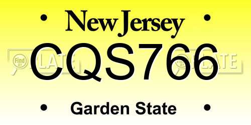 CQS766 New Jersey License Plate