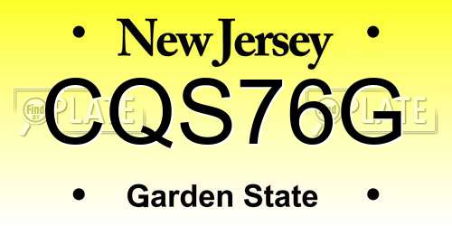 CQS76G New Jersey License Plate