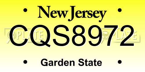CQS8972 New Jersey License Plate