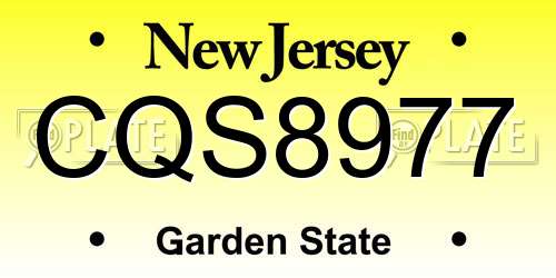 CQS8977 New Jersey License Plate