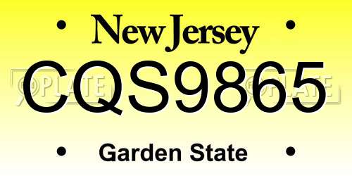 CQS9865 New Jersey License Plate