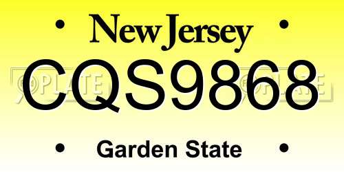 CQS9868 New Jersey License Plate