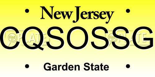 CQSOSSG New Jersey License Plate