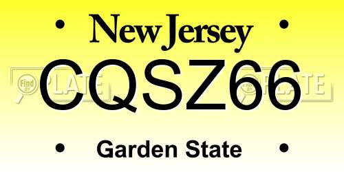 CQSZ66 New Jersey License Plate