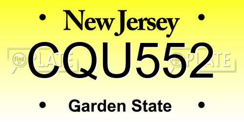CQU552 New Jersey License Plate