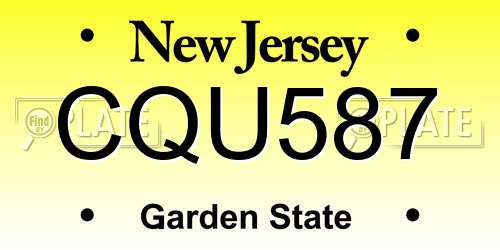 CQU587 New Jersey License Plate