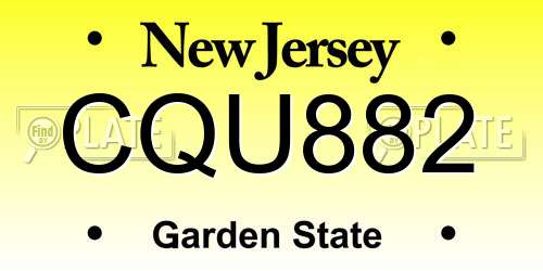 CQU882 New Jersey License Plate