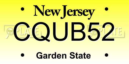 CQUB52 New Jersey License Plate