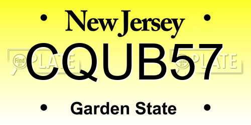 CQUB57 New Jersey License Plate
