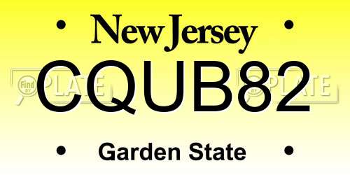 CQUB82 New Jersey License Plate