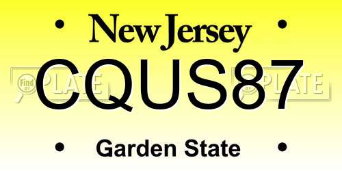 CQUS87 New Jersey License Plate