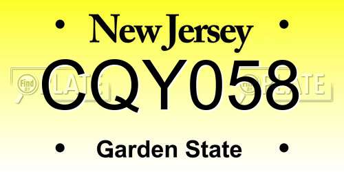 CQY058 New Jersey License Plate