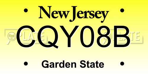 CQY08B New Jersey License Plate