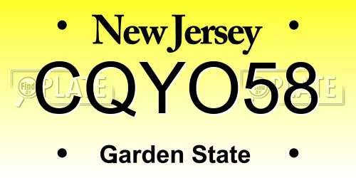 CQYO58 New Jersey License Plate