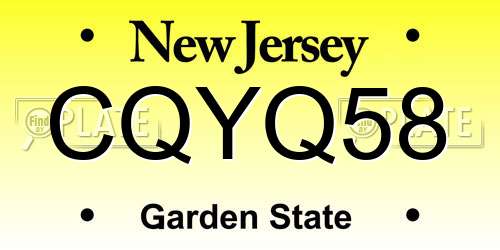 CQYQ58 New Jersey License Plate