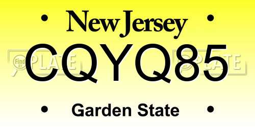 CQYQ85 New Jersey License Plate