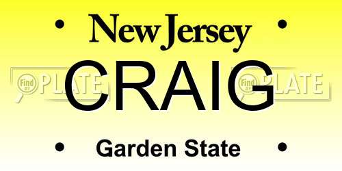 CRAIG New Jersey License Plate