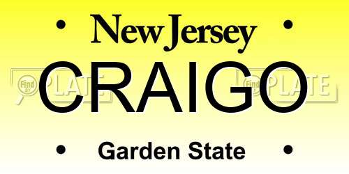 CRAIGO New Jersey License Plate
