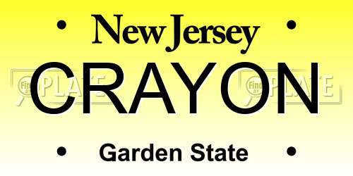 CRAYON New Jersey License Plate