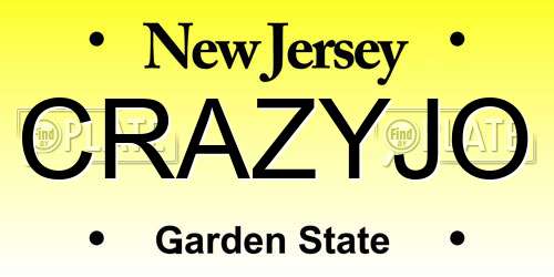 CRAZYJO New Jersey License Plate