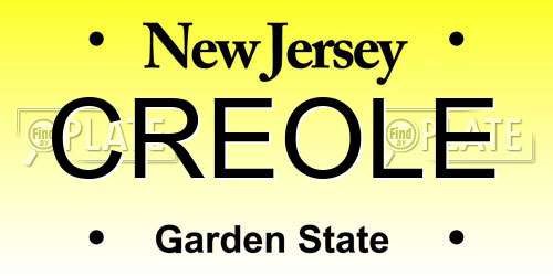 CREOLE New Jersey License Plate