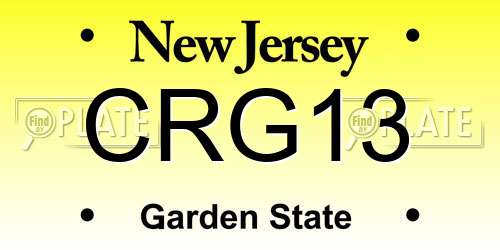 CRG13 New Jersey License Plate
