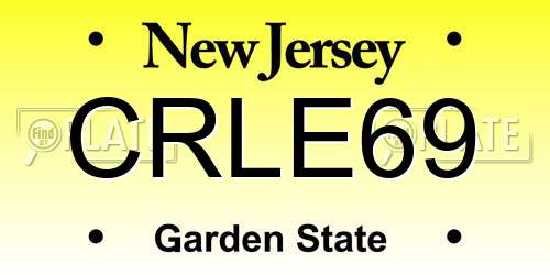 CRLE69 New Jersey License Plate
