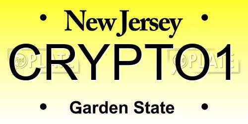 CRYPTO1 New Jersey License Plate