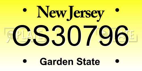 CS30796 New Jersey License Plate