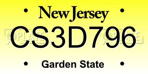 CS3D796 New Jersey License Plate