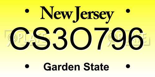 CS3O796 New Jersey License Plate
