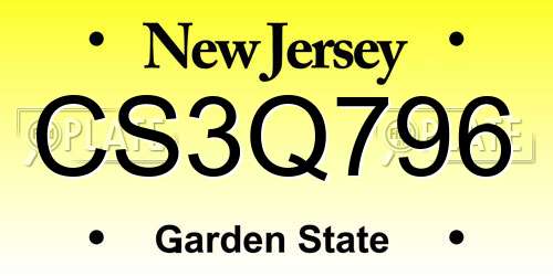 CS3Q796 New Jersey License Plate