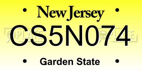 CS5N074 New Jersey License Plate