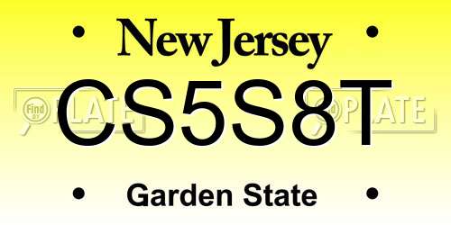 CS5S8T New Jersey License Plate