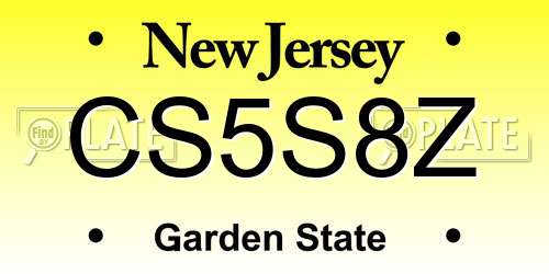 CS5S8Z New Jersey License Plate