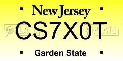 CS7X0T New Jersey License Plate