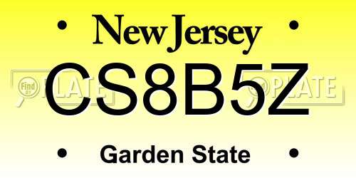 CS8B5Z New Jersey License Plate