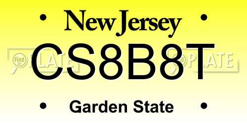 CS8B8T New Jersey License Plate