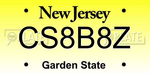 CS8B8Z New Jersey License Plate