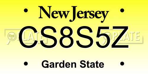 CS8S5Z New Jersey License Plate