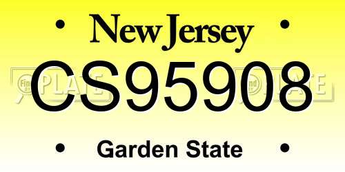 CS95908 New Jersey License Plate