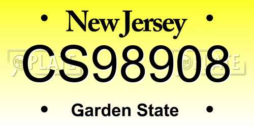 CS98908 New Jersey License Plate