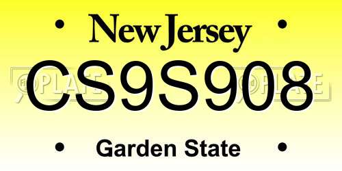 CS9S908 New Jersey License Plate